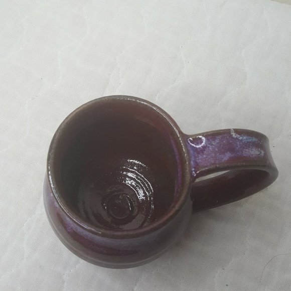 Coffee Mug Cup Studio Art Pottery Purple Drip Glaze Ceramic Marked on Handle JF - Picture 5 of 7